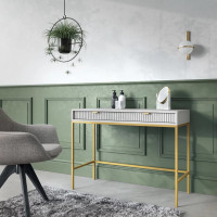 Туалетний столик з телескопічними напрямними Perfect Home Nova T104 104x77x50 см Сірий (золоті ніжки) (PFH-091269)