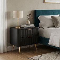 Тумба приліжкова з телескопічними напрямними Perfect Home Lante 2S 63,2x55,3x38 Чорний (золоті ніжки) (PFH-091195)