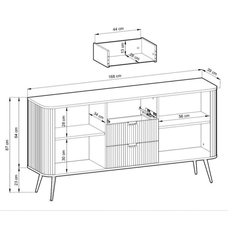 Комод з телескопічними напрямними Perfect Home Zova KSZ168 2D3S 168x87x39 Кашемір (чорні ніжки) (PFH-091281)