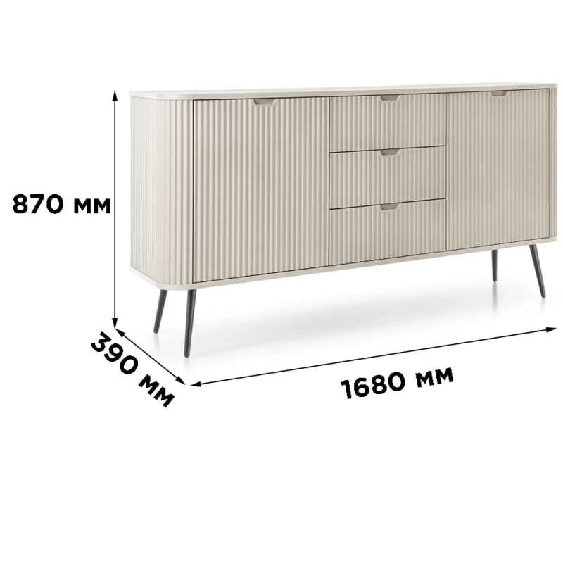 Комод з телескопічними напрямними Perfect Home Zova KSZ168 2D3S 168x87x39 Кашемір (чорні ніжки) (PFH-091281)