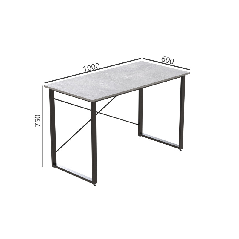 Стіл письмовий Дейв Ferrum-decor 750x1000x600 Чорний метал ДСП Бетон 32 мм (FRD-106437)