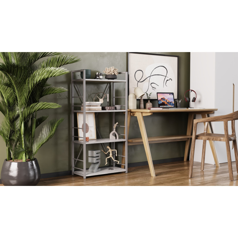 Етажерка 4/60 Ferrum-decor Серії Конект 120x60x28 сірий ДСП Бетон 16мм (FRD-105547)