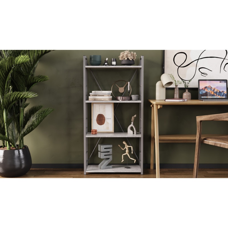 Етажерка 4/60 Ferrum-decor Серії Конект 120x60x28 сірий ДСП Бетон 16мм (FRD-105547)