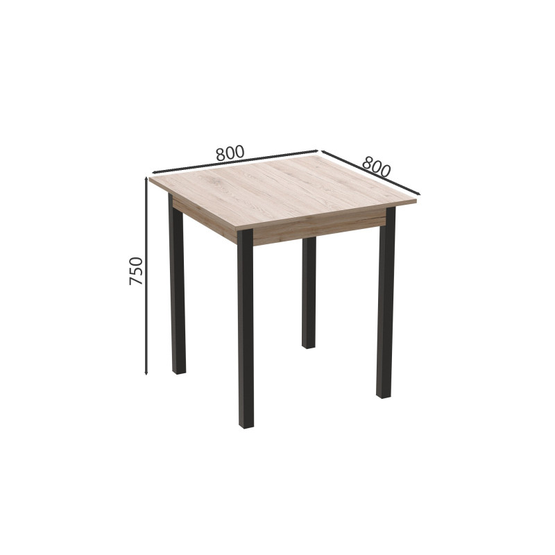 Стіл кухонний Ferrum-decor Агата 75x80x80 Чорний ДСП Сан-Марино 16мм (FRD-105637)