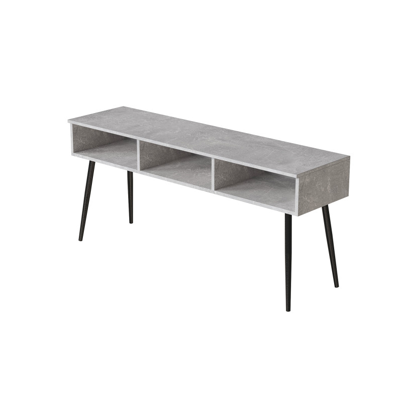 Тумба під телевізор Кентук Ferrum-decor 45x139x38 Чорний метал ДСП Бетон 16 мм (FRD-106727)