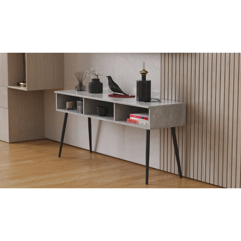 Тумба під телевізор Кентук Ferrum-decor 45x139x38 Чорний метал ДСП Бетон 16 мм (FRD-106727)