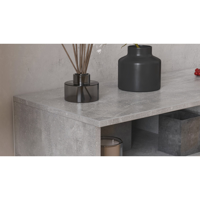 Тумба під телевізор Кентук Ferrum-decor 45x139x38 Чорний метал ДСП Бетон 16 мм (FRD-106727)