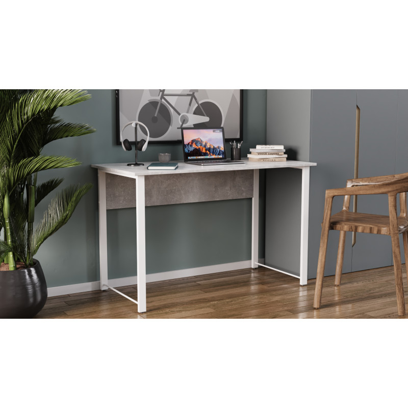 Стіл письмовий Курт Ferrum-decor 75x100x70 Білий метал ДСП Бетон 32 мм (FRD-106637)