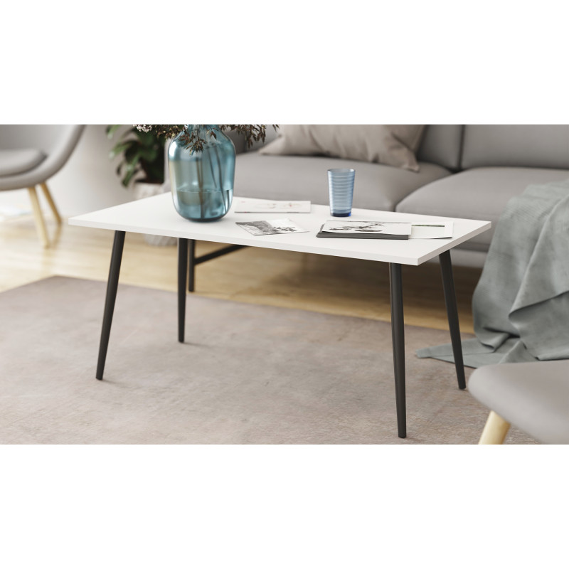 Стіл журнальний Монтана Ferrum-decor 45x100x50 Чорний метал ДСП Білий 16 мм (FRD-106717)
