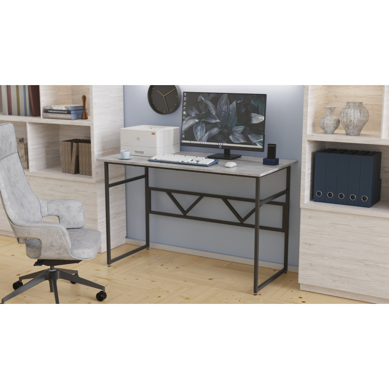 Стіл письмовий Раян Ferrum-decor 750x1200x600 Чорний метал ДСП Бетон 16 мм (FRD-106477)