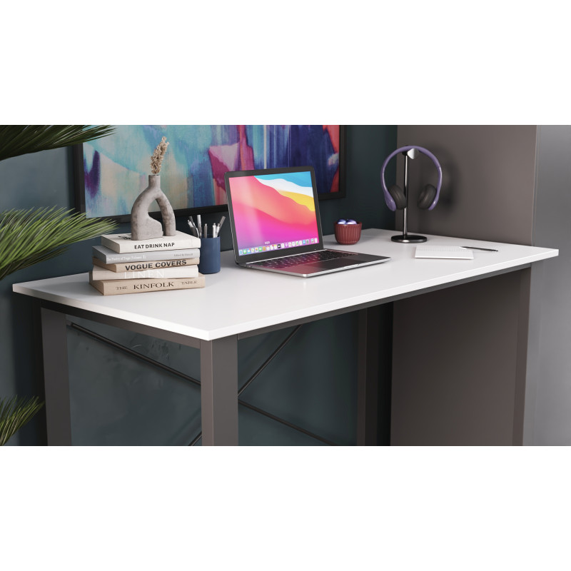 Письмовий стіл Ferrum-decor Драйв 750x1400x600 Чорний метал ДСП Біле 16 мм (FRD-103129)