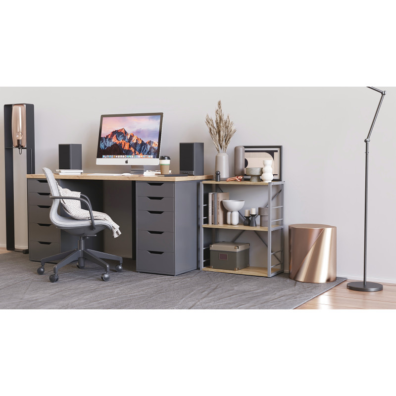 Етажерка 3/60 Ferrum-decor Серії Конект 75x60x28 сірий ДСП Дуб Сонома 16мм (FRD-104269)