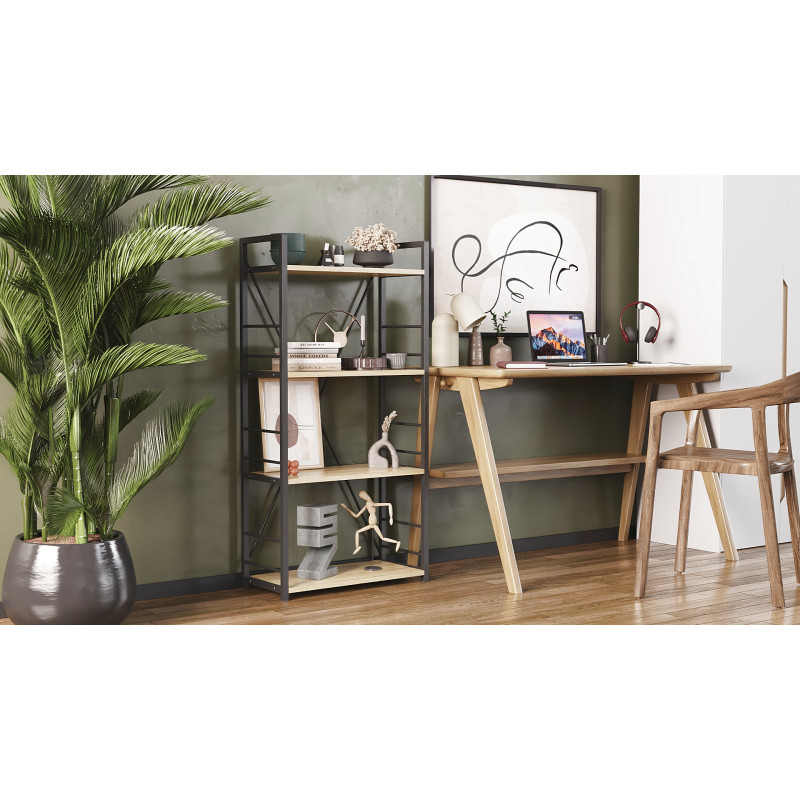 Етажерка 4/60 Ferrum-decor Серії Конект 120x60x28 чорний ДСП Дуб Сонома 16мм (FRD-104239)