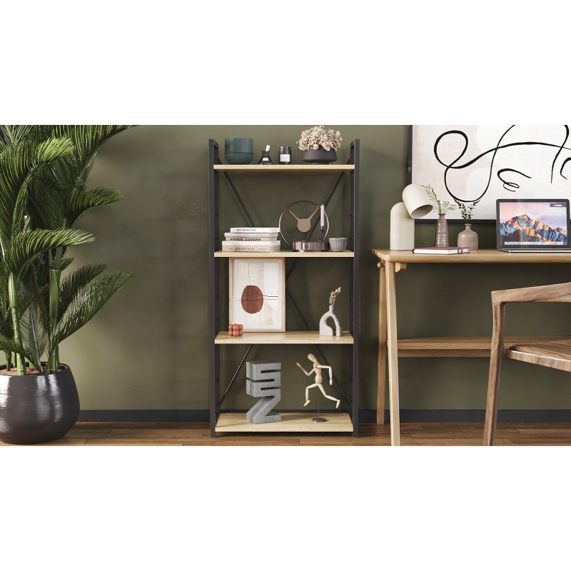 Етажерка 4/60 Ferrum-decor Серії Конект 120x60x28 чорний ДСП Дуб Сонома 16мм (FRD-104239)