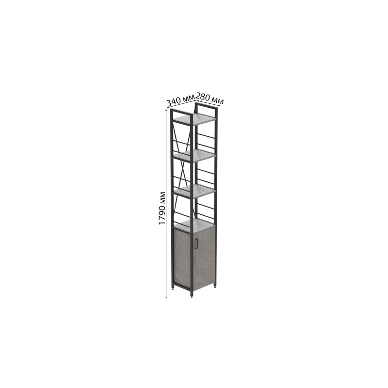Етажерка 4/34 Ferrum-decor Серії Конект з тумбою 179x34x28 Чорний ДСП Бетон (FRD-104469)