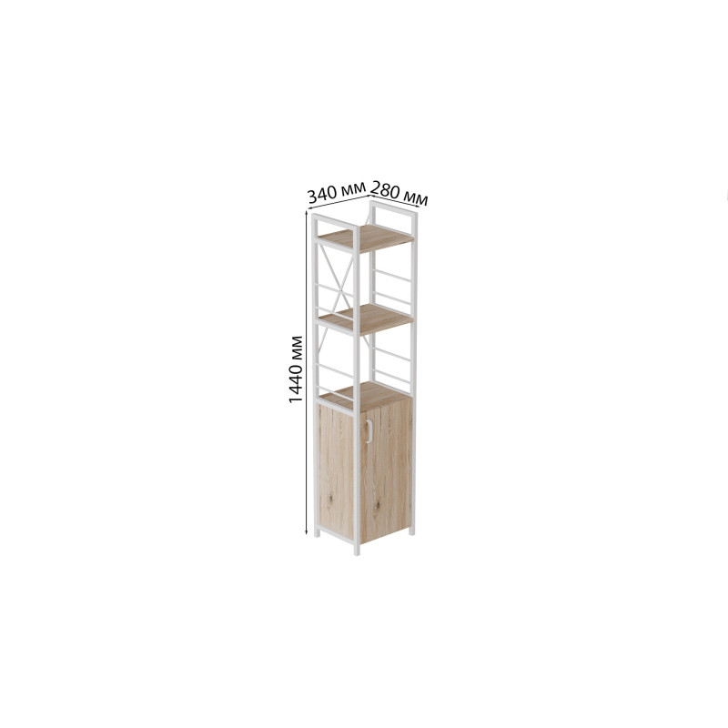 Этажерка 3/34 Ferrum-decor Серии Конект с тумбой 144x34x28 Белый ДСП Сан-Марино (FRD-104429)