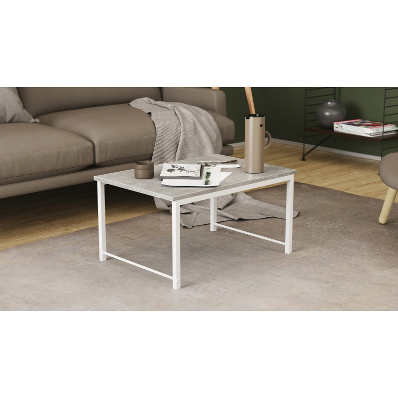 Стіл журнальний приставний Террі Комбо Ferrum-decor 345x662x440 Білий метал ДСП Бетон 16 мм (FRD-105149)