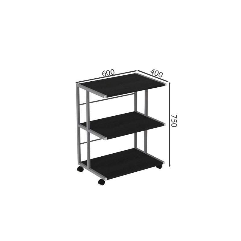 Этажерка на колесиках Ferrum-decor Камило 75x40x60 металл Серый ДСП Сосна Кембра 16мм (FRD-102549)