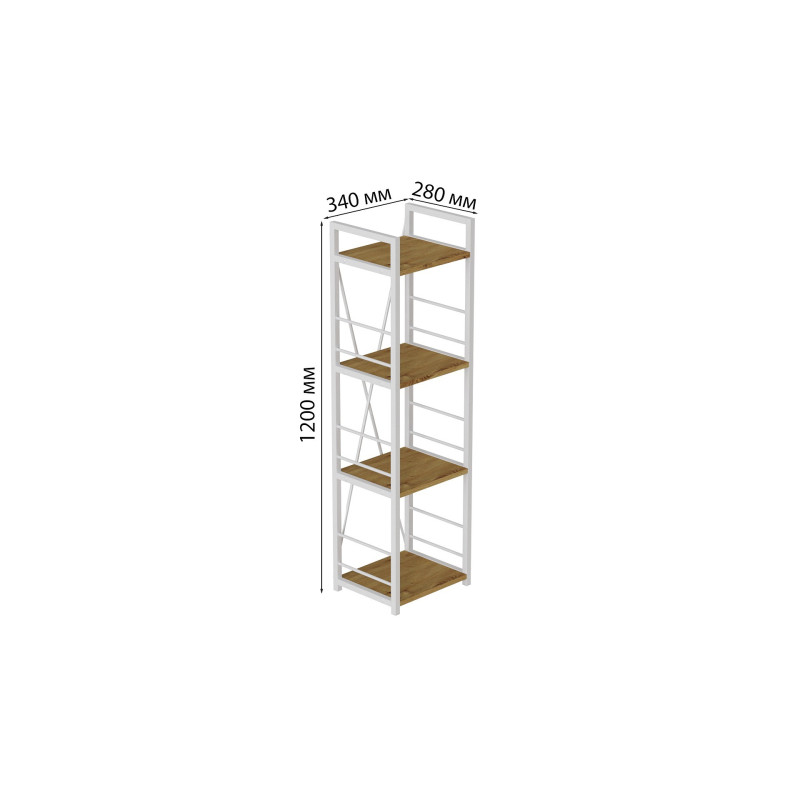Етажерка 4/34 Ferrum-decor Серії Конект 120x34x28 білий ДСП Дуб Артизан 16мм (FRD-104279)
