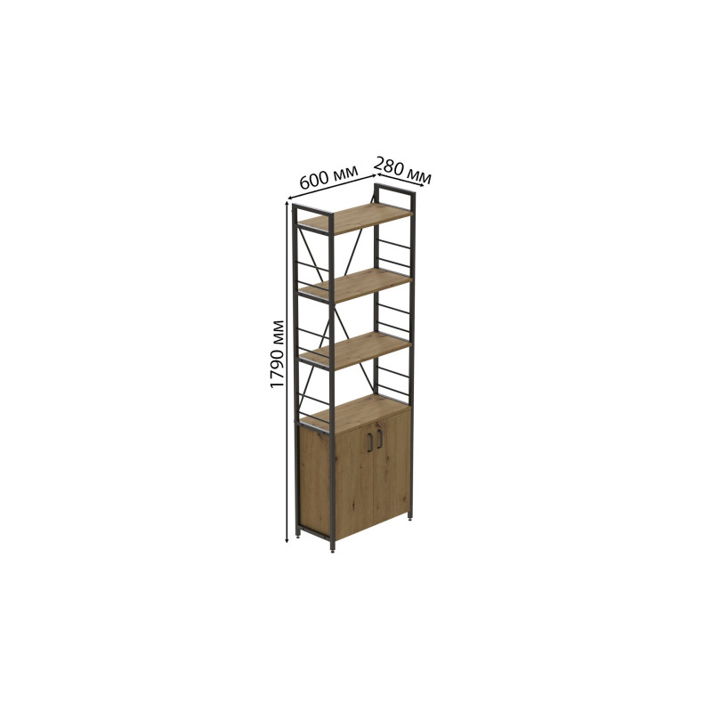 Етажерка 4/60 Ferrum-decor Серії Конект з тумбою 179x60x28 Чорний ДСП Артизан (FRD-104489)