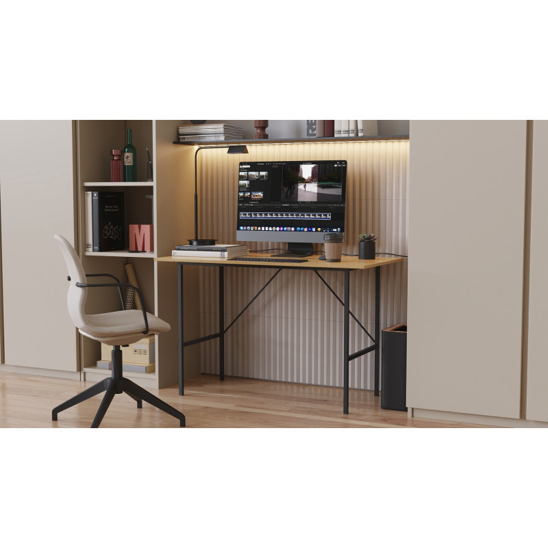 Стол письменный Line Тайм Ferrum-decor 750x1000x500 Черный металл ДСП Дуб Артизан 16 мм (FRD-104869)
