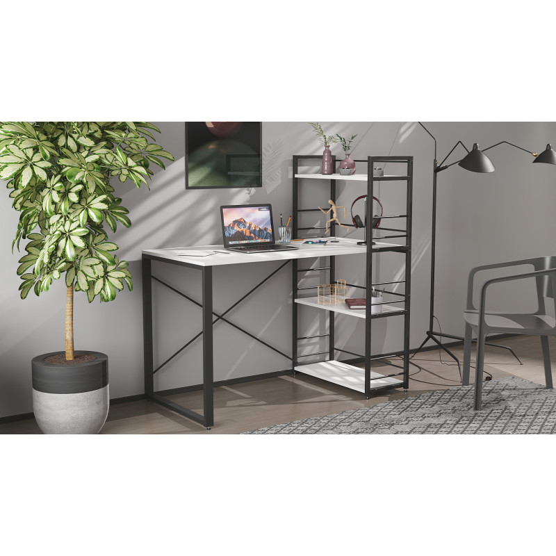 Письмовий стіл Ferrum-decor Серії Конект з етажеркою 75x120x600 чорний ДСП Біле 16мм (FRD-104219)