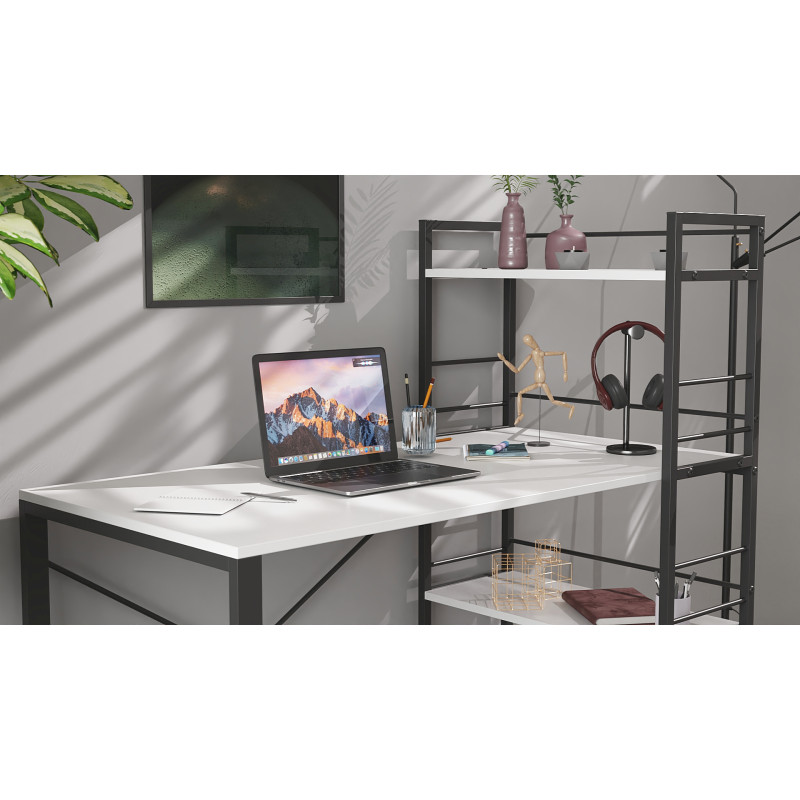 Письмовий стіл Ferrum-decor Серії Конект з етажеркою 75x120x600 чорний ДСП Біле 16мм (FRD-104219)