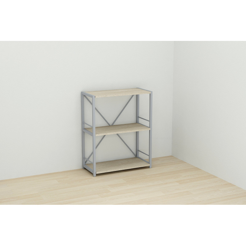Етажерка 3/60 Ferrum-decor Серії Конект 75x60x28 сірий ДСП Дуб Сонома 16мм (FRD-104269)