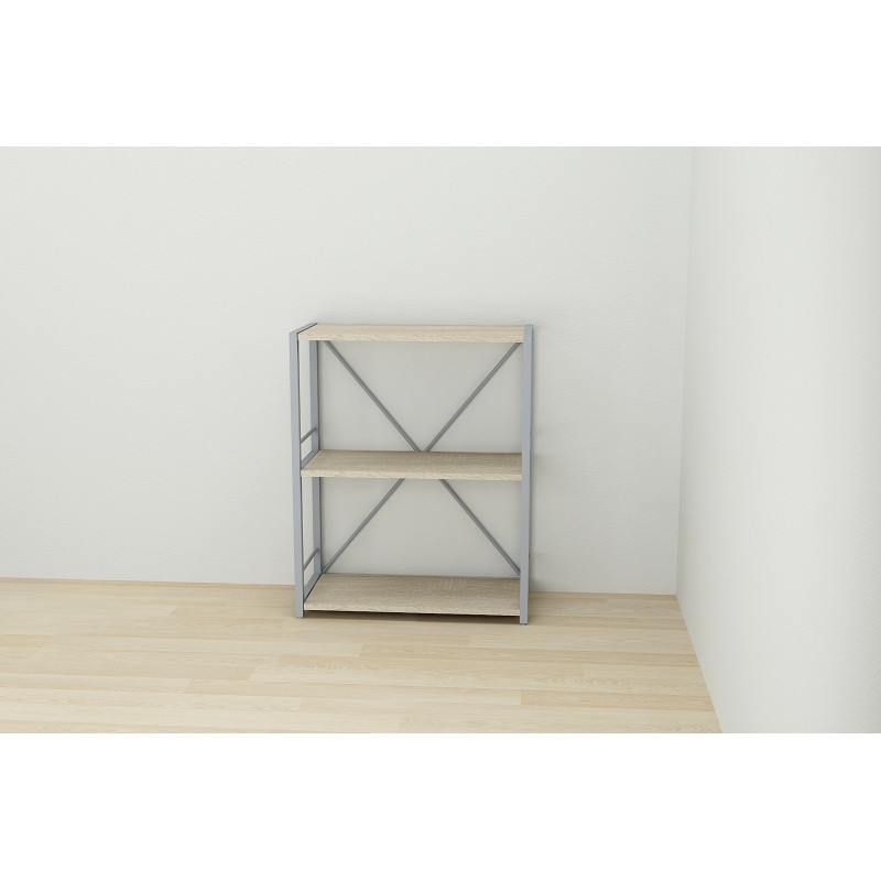 Етажерка 3/60 Ferrum-decor Серії Конект 75x60x28 сірий ДСП Дуб Сонома 16мм (FRD-104269)