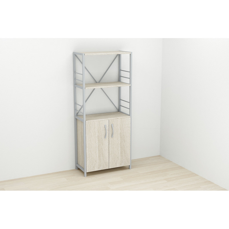Етажерка 3/60 Ferrum-decor Серії Конект із тумбою 144x60x28 Сірий ДСП Сонома (FRD-104459)