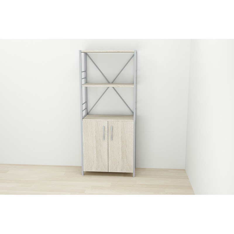 Етажерка 3/60 Ferrum-decor Серії Конект із тумбою 144x60x28 Сірий ДСП Сонома (FRD-104459)