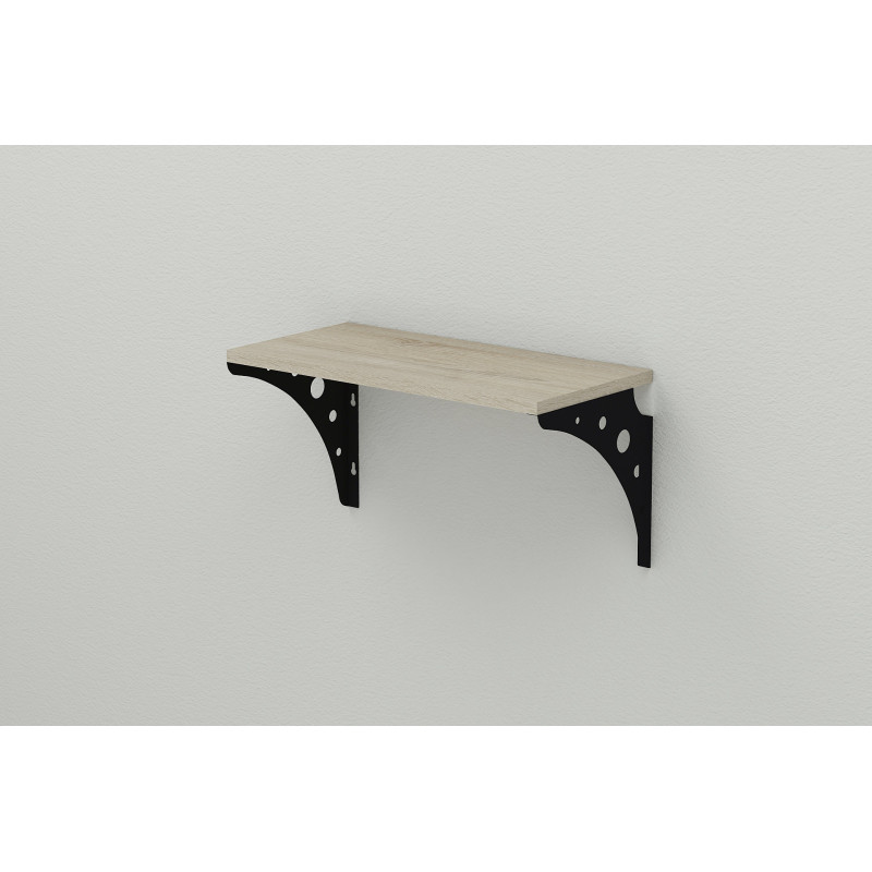 Полиця настінна Ferrum-decor Ханді 2 240x700x240 метал Чорний ДСП Сонома 16 мм (FRD-102599)