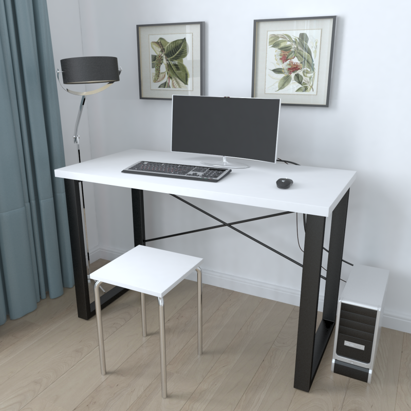Письменный стол Ferrum-decor Драйв 750x1000x700 Черный металл ДСП Белое 32 мм (FRD-103359)