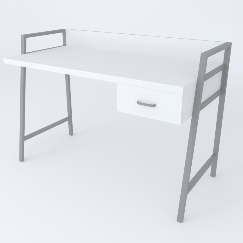 Письмовий стіл Ferrum-decor Комфорт 750x1000x600 Сірий метал ДСП Біле 32 мм (FRD-103429)