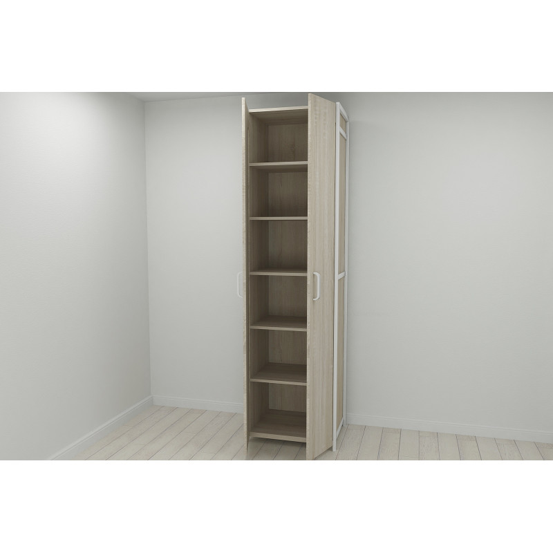 Шафа Гардероб Уні секція 7 серії Конект Ferrum-decor 220x60x50см Білий метал ДСП Дуб Сонома 16 мм (FRD-104569)