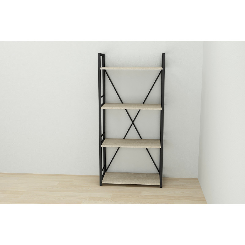 Етажерка 4/60 Ferrum-decor Серії Конект 120x60x28 чорний ДСП Дуб Сонома 16мм (FRD-104239)