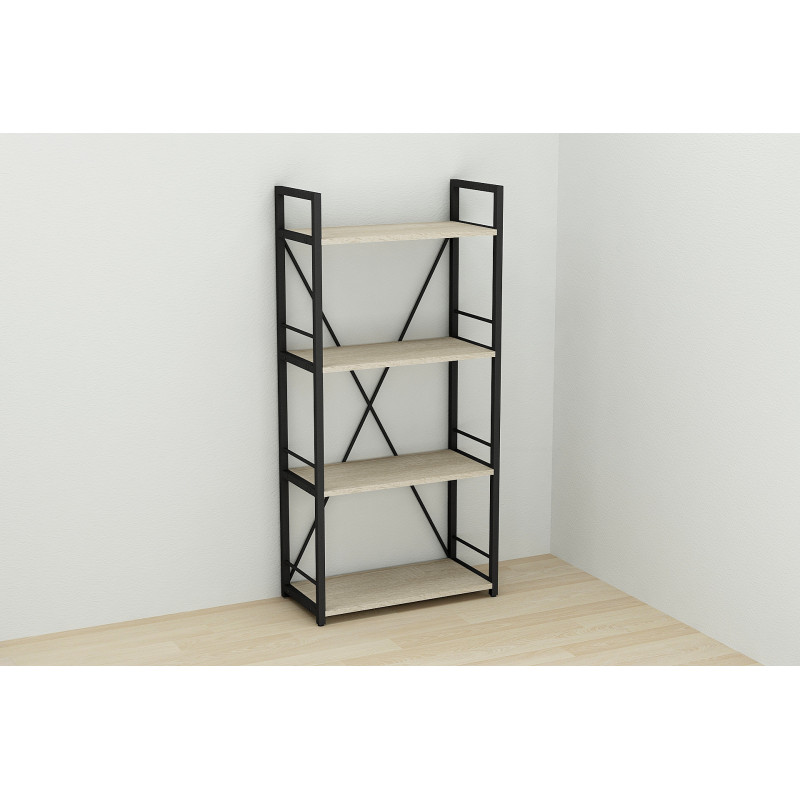 Етажерка 4/60 Ferrum-decor Серії Конект 120x60x28 чорний ДСП Дуб Сонома 16мм (FRD-104239)