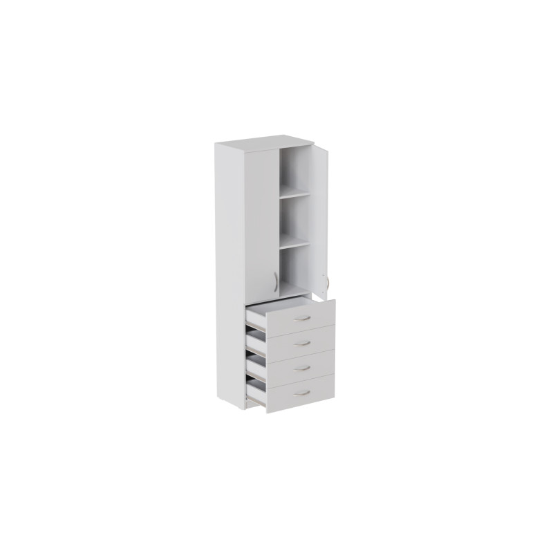 Шкаф Анжело Ferrum-decor на 3 полок с 2 дверями и 4 ящика 1900x600x380 ДСП Белое 16 мм (FRD-104989)