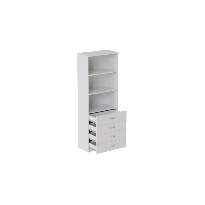 Шкаф Анжело Ferrum-decor на 3 полки с 4 ящика 1900x700x380 ДСП Белое 16 мм (FRD-105019)
