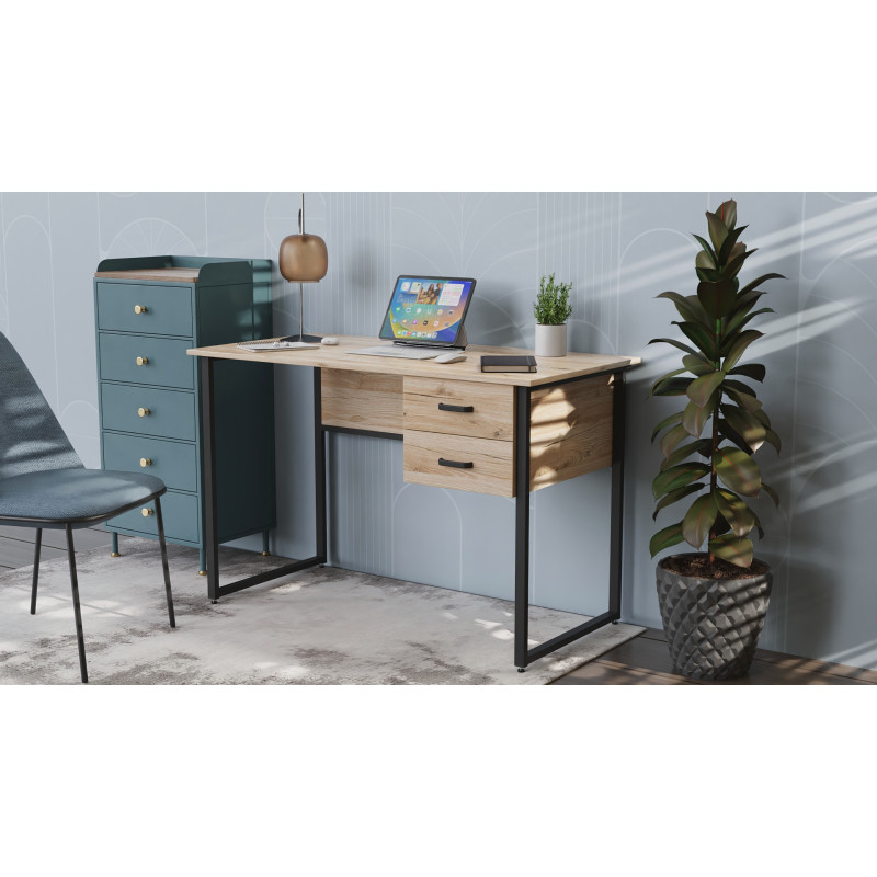 Комп'ютерний стіл Ferrum-decor Дакота 75x120x60 чорний ДСП Дуб Сан-Марино 16мм (FRD-101919)
