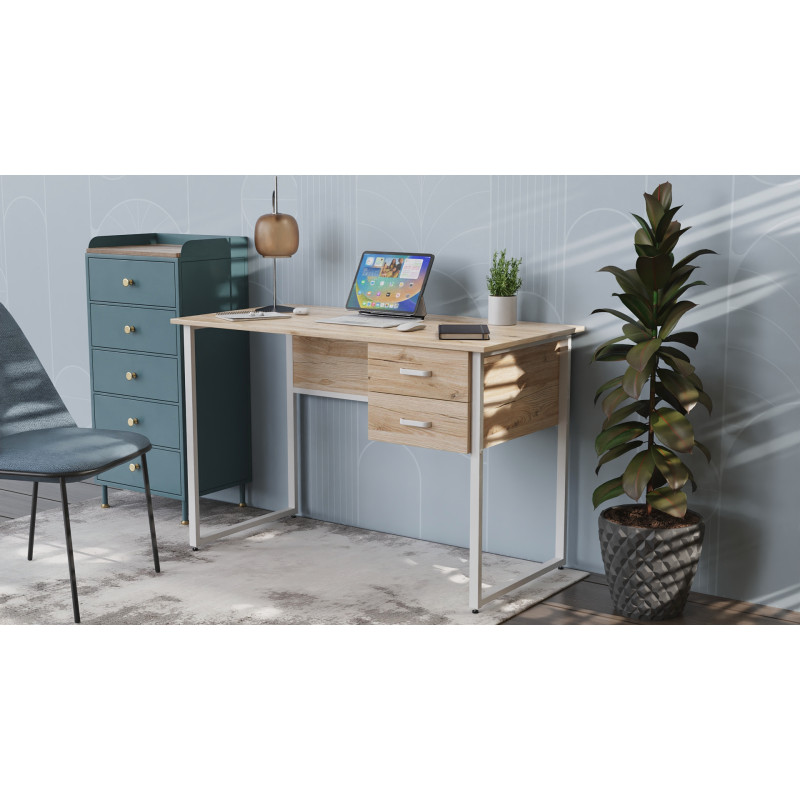 Компьютерный стол Ferrum-decor Гарри 75x140x70 белый ДСП Дуб Сан-Марино 32мм (FRD-101019)