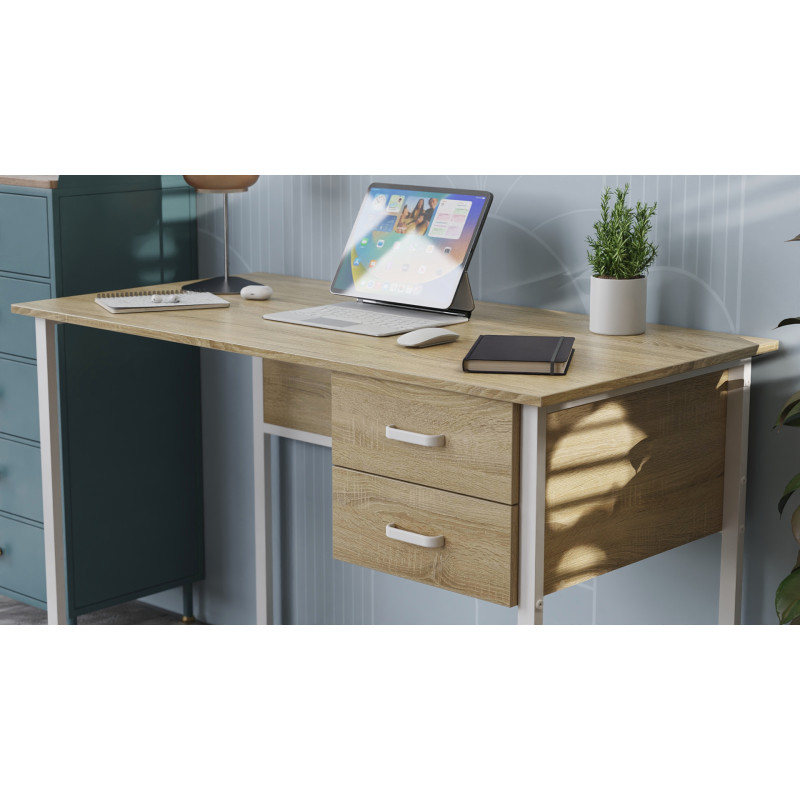 Письмовий стіл Ferrum-decor Дакота 75x120x60 білий ДСП Дуб Сонома 16мм (FRD-102089)