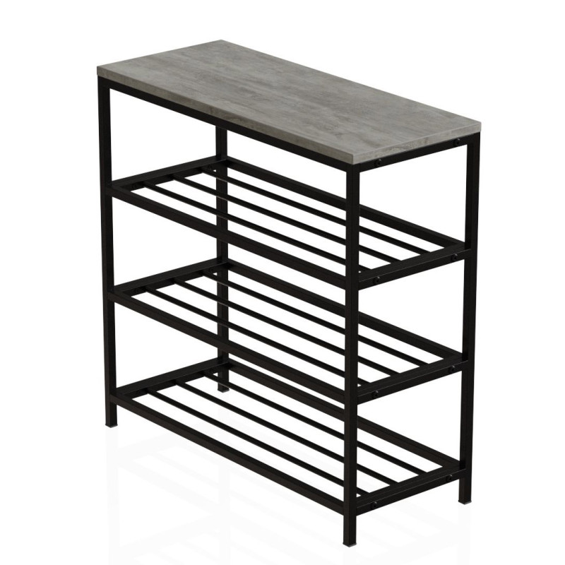 Полиця для взуття Слайм 3 Ferrum-decor 635x630x260 Чорний метал ДСП Бетон 16 мм (FRD-106838)