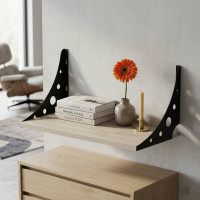 Полиця настінна Ferrum-decor Ханді 2 240x700x240 метал Чорний ДСП Сонома 16 мм (FRD-102599)