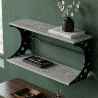 Полка настенная Ferrum-decor Букин 330x600x240 металл Черный ДСП Бетон 16 мм (FRD-102869)