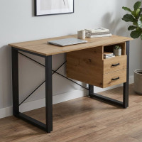 Письменный стол с ящиками Ferrum-decor Оскар 750x1400x600 металл Черный ДСП Дуб Артизан 16 мм (FRD-103239)