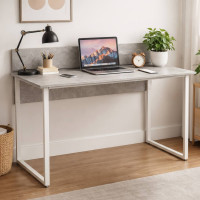 Стол письменный Скай Ferrum-decor 75x140x60 Белый металл ДСП Бетон 32 мм (FRD-106667)