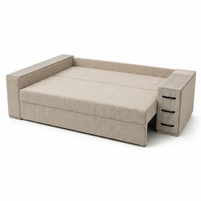 Кутовий ортопедичний диван Мекко Cube Shuttle NOVO 2650*1650 Lux III категорія Austin 2 Beige (MEK-161474)