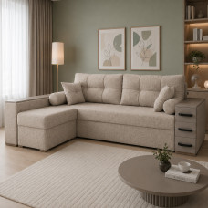 Кутовий ортопедичний диван Мекко Cube Shuttle NOVO 2650*1650 Lux III категорія Austin 2 Beige (MEK-161474)