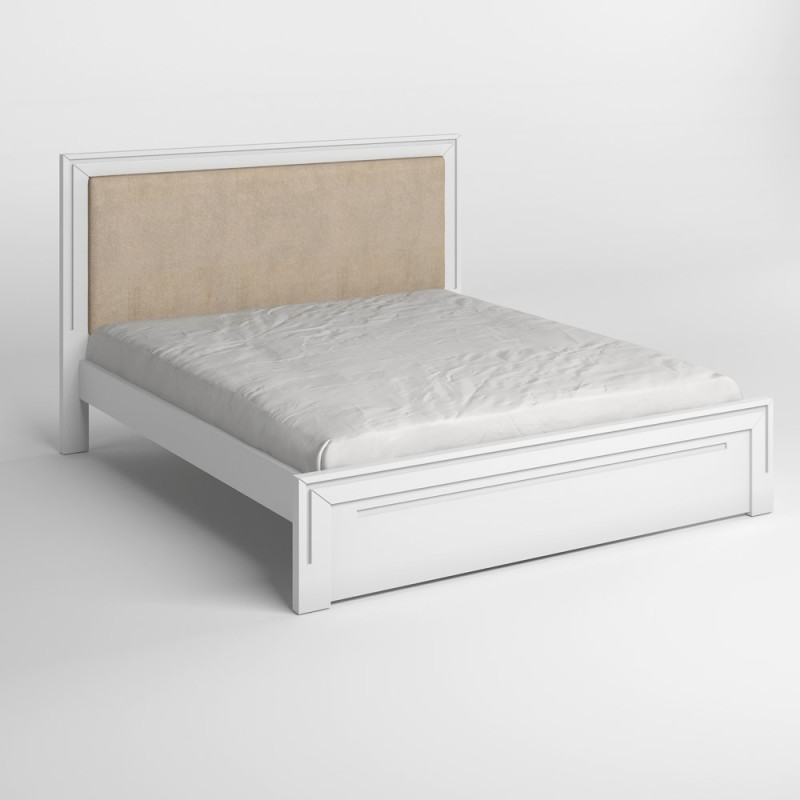 Двоспальне дерев'яне ліжко Mebigrand Торонто Люкс Т4 (підйомний механізм) Білий (RAL9003)/Аляска 23 (бежевий) 140х200 см (MBG-19257)